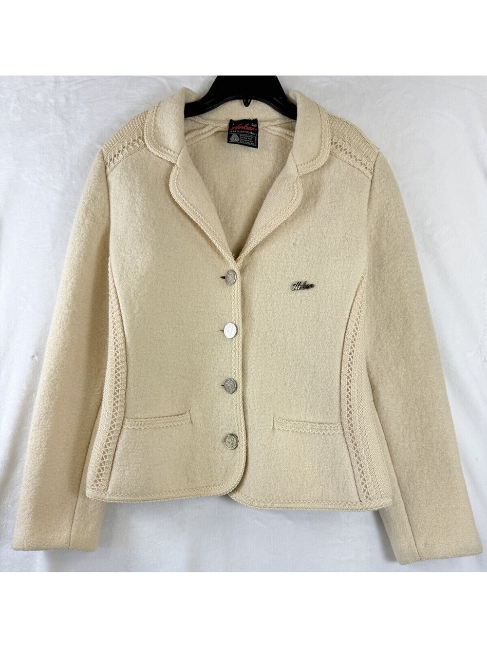 Arber Strickmodern Jacket 36 Boiled Wool Blazer *FlawRead